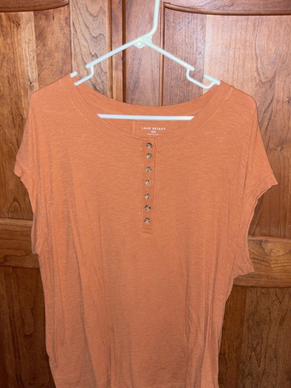 Lane Bryant Orange Short Sleeve Henley Tee
